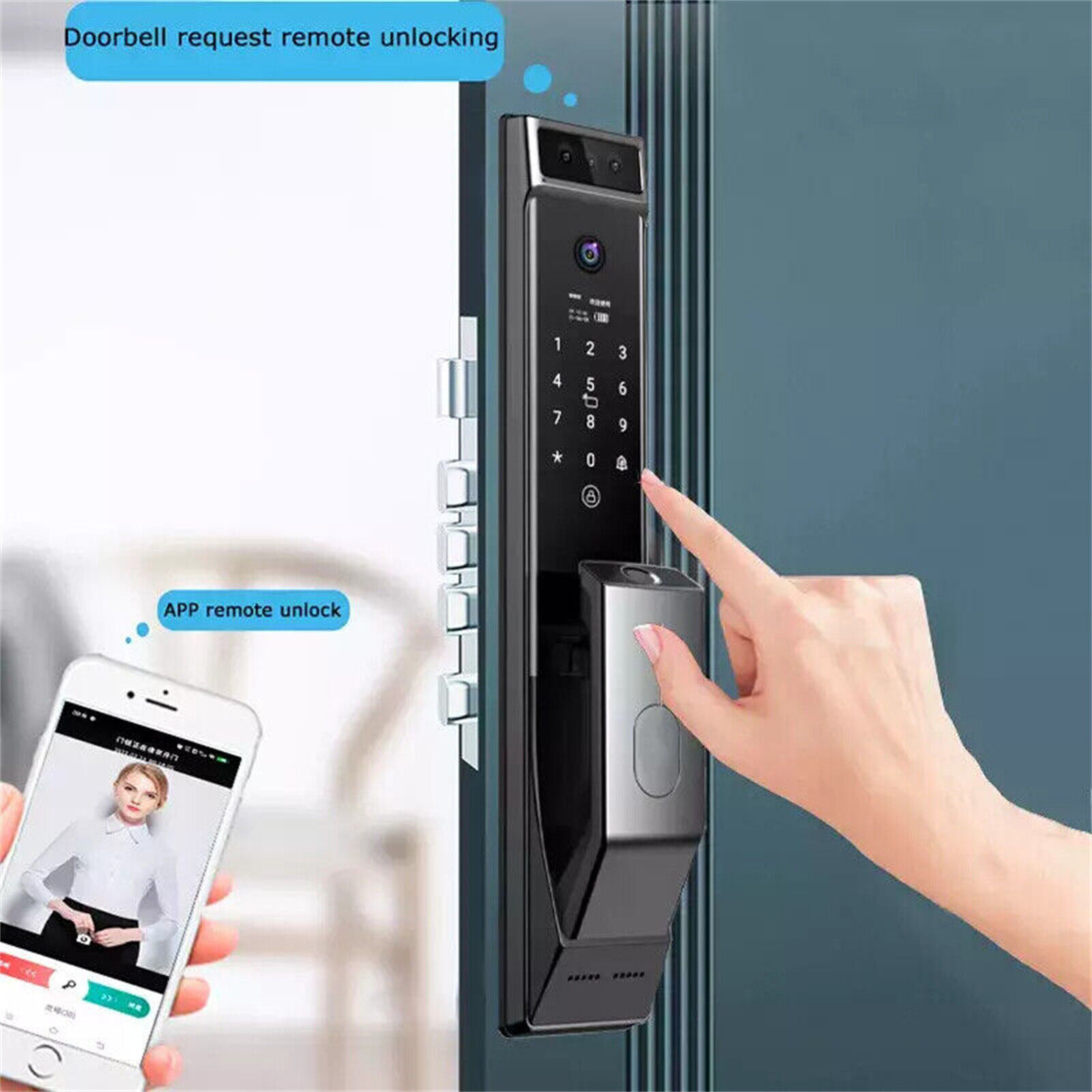 3D Face Recognition Door Lock Keyless Smart Mortise Lock Security Intelligent