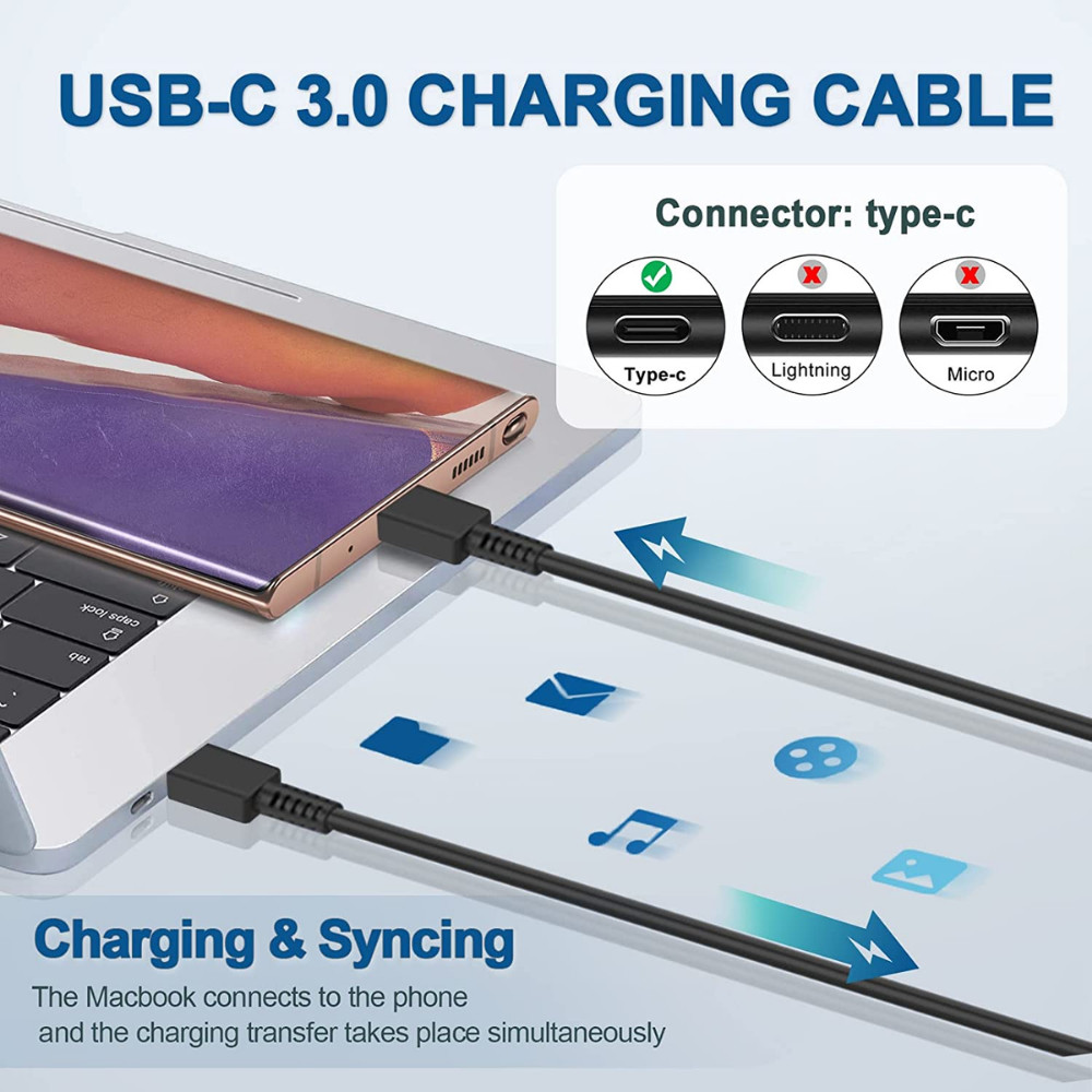 6FT Charger Cable Type c 45W PD Fast Wall Adapter For Samsung Galaxy S23 S22 20-
