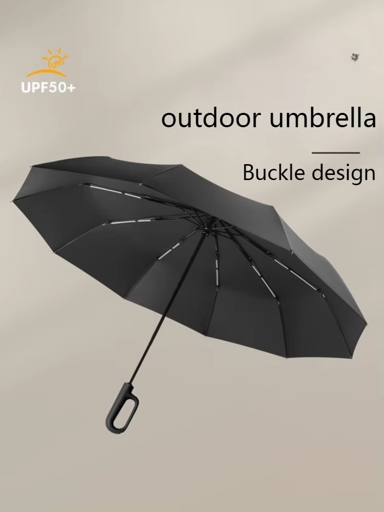 Heavy Duty Windproof Umbrella with Safety Reflective Ring Buckle