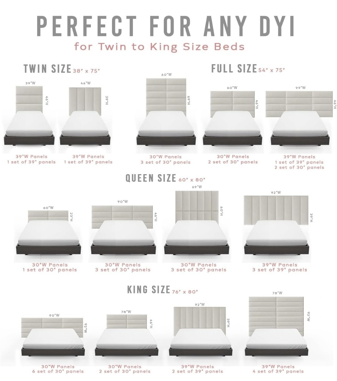 Wall Mounted Headboards/panel Grey