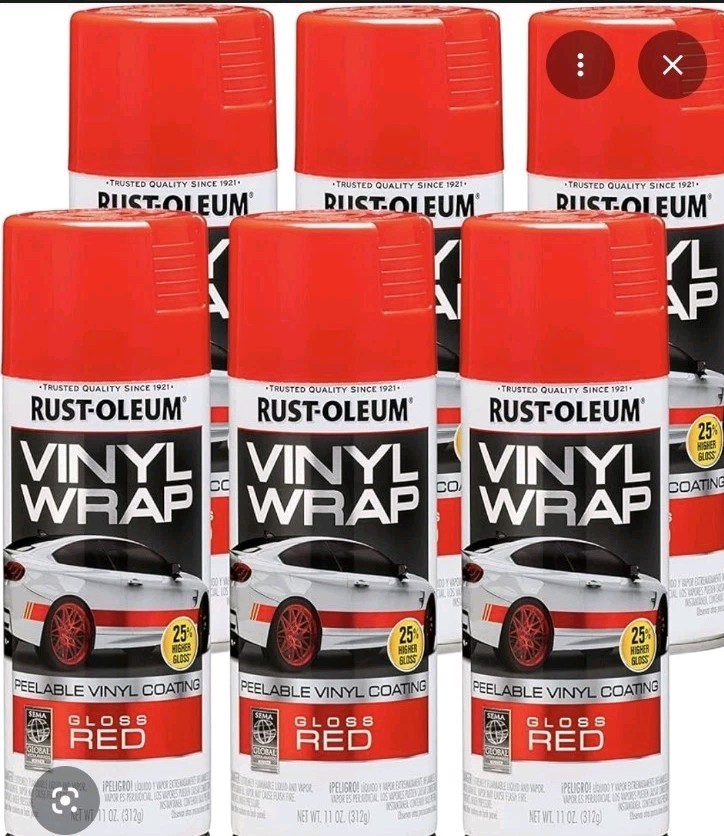 6 Pack Rust-Oleum Automotive 352726  Vinyl Wrap Spray, Gloss Red 11 oz  SP3