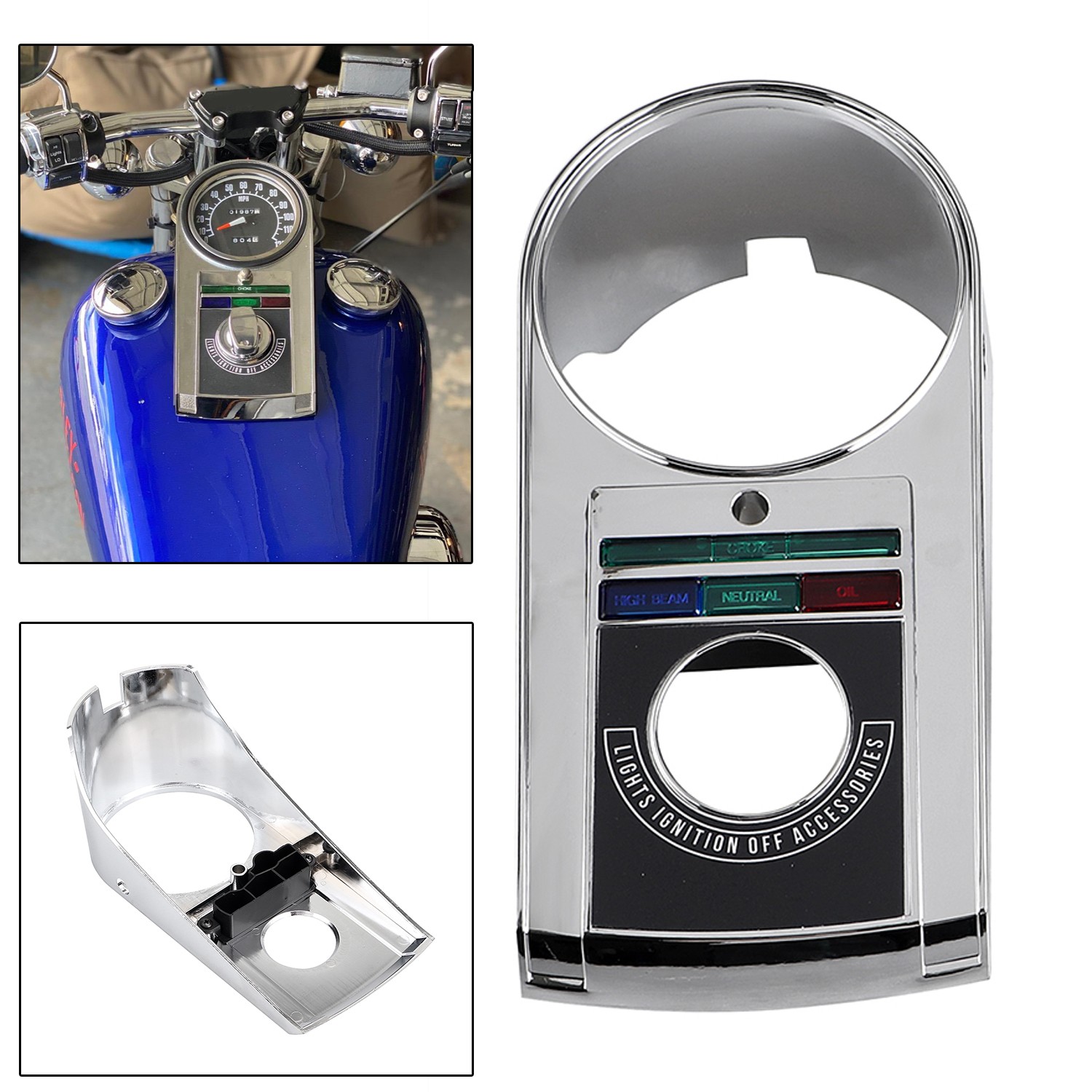 Chrome Dash Speedometer Panel For Harley Electra Glide FLHT Softail FXST FXSTC