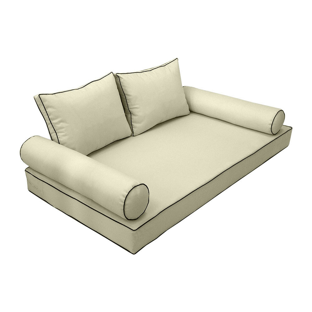 |SLIPCOVER ONLY| S1 Daybed Mattress Bolster Back Covers Contrast Trim Full AD005