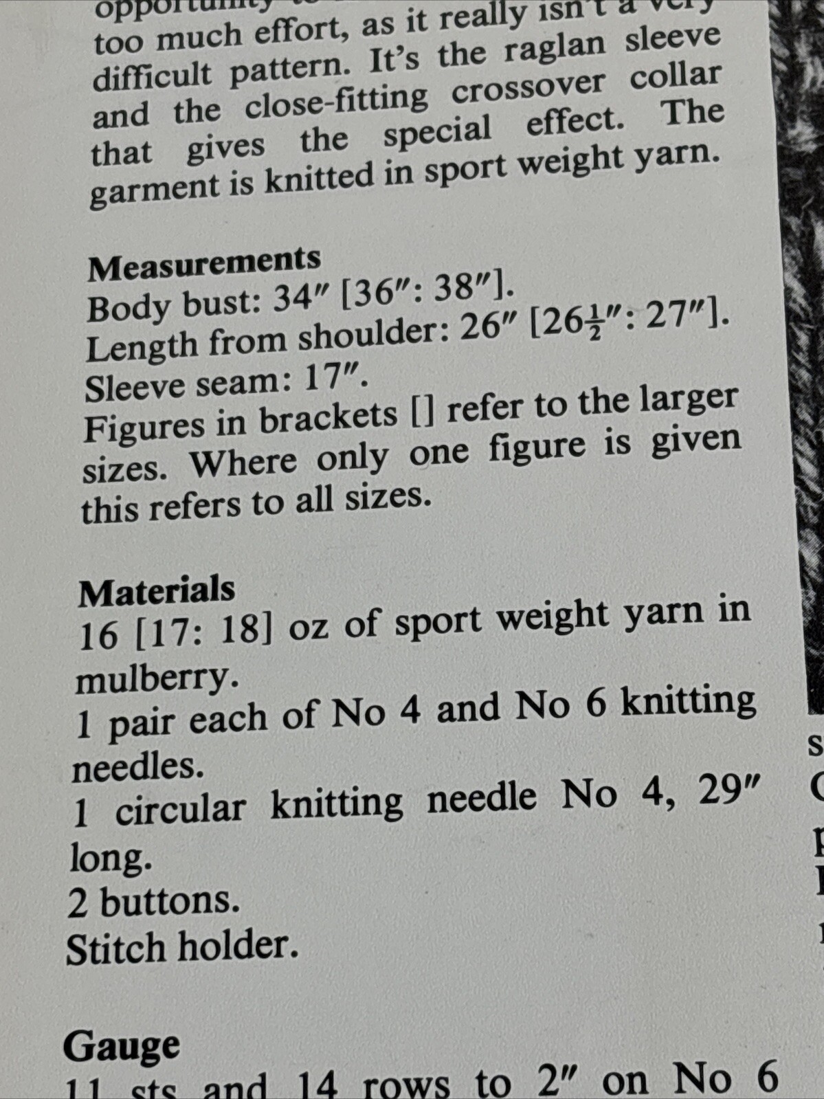 Diamond Patterned Sweater Women's Knitting Pattern Card