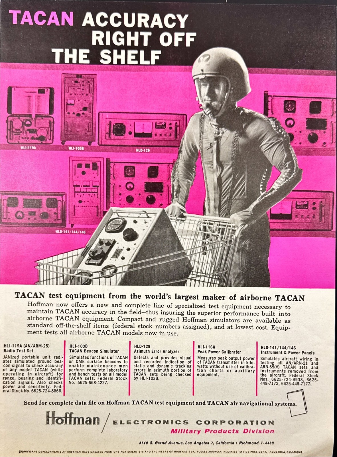 Hoffman Electronics Astronaut Space Suit Vintage Print Ad 1961