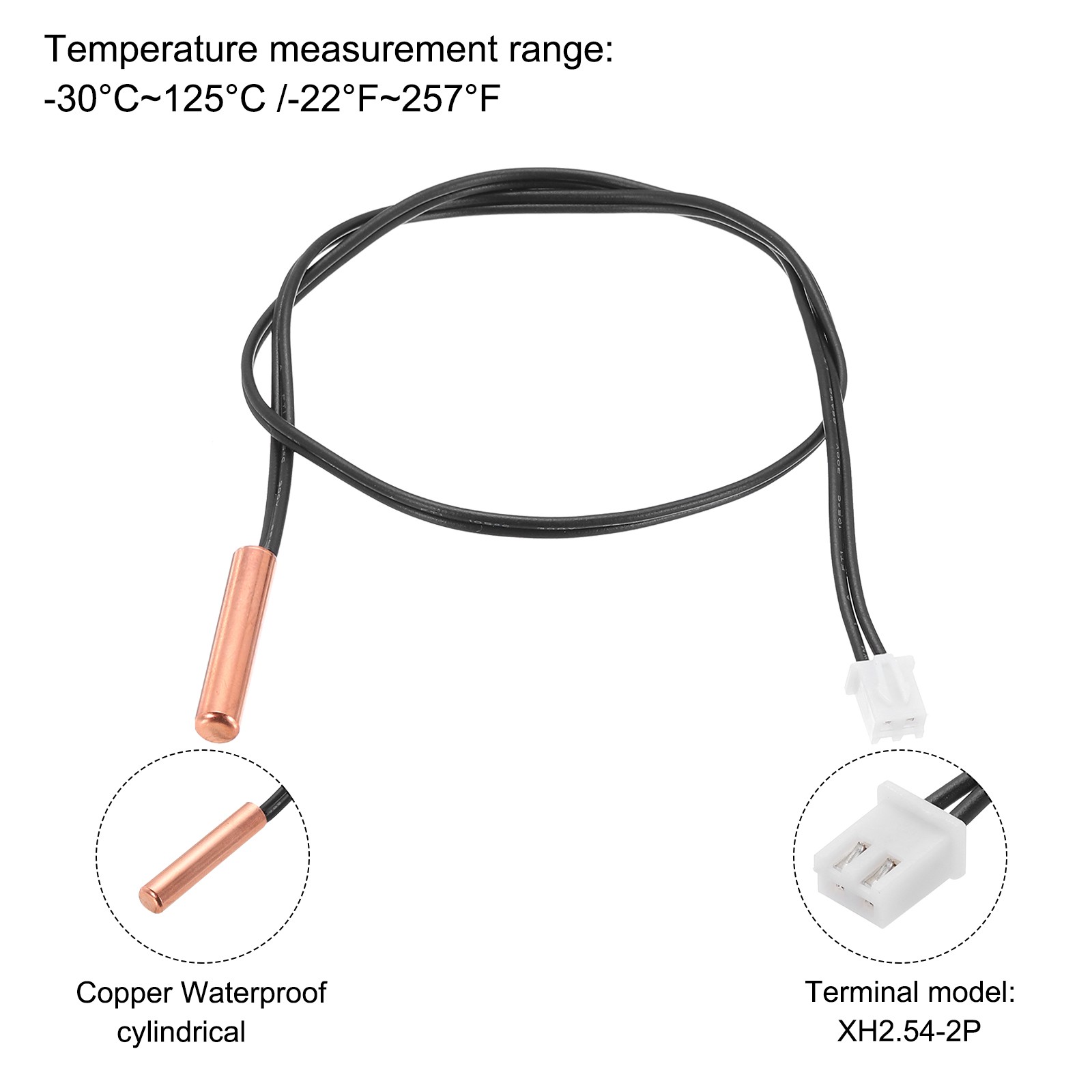 3 Pcs 100K NTC Thermal Sensor Probe,Copper Temp Sensor Probe 14 Inch
