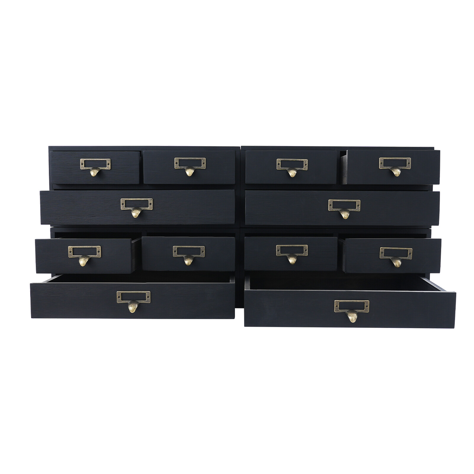 4 Pack 3 Drawer Wooden Desktop Organizer Drawer Storage Box For Tabletop- Black