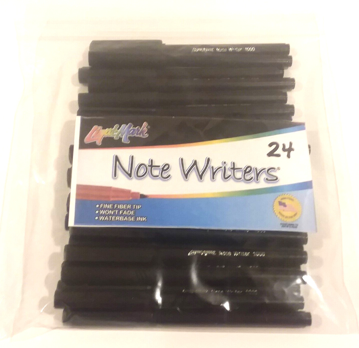 Lot of 24 Liqui-Mark® Note Writer 1000 BLACK Fiber Point Pocket Markers Fine