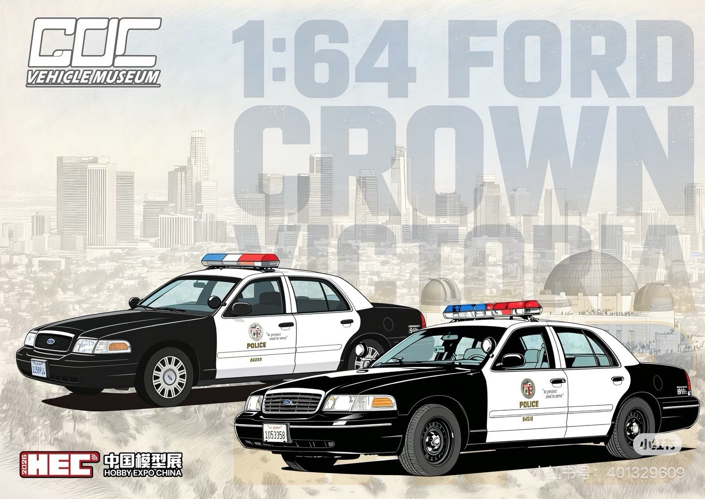 1/64 GOC Vehicle Museum Crown Victoria LAPD Police HEC 2026 Limited Diecast 1pcs