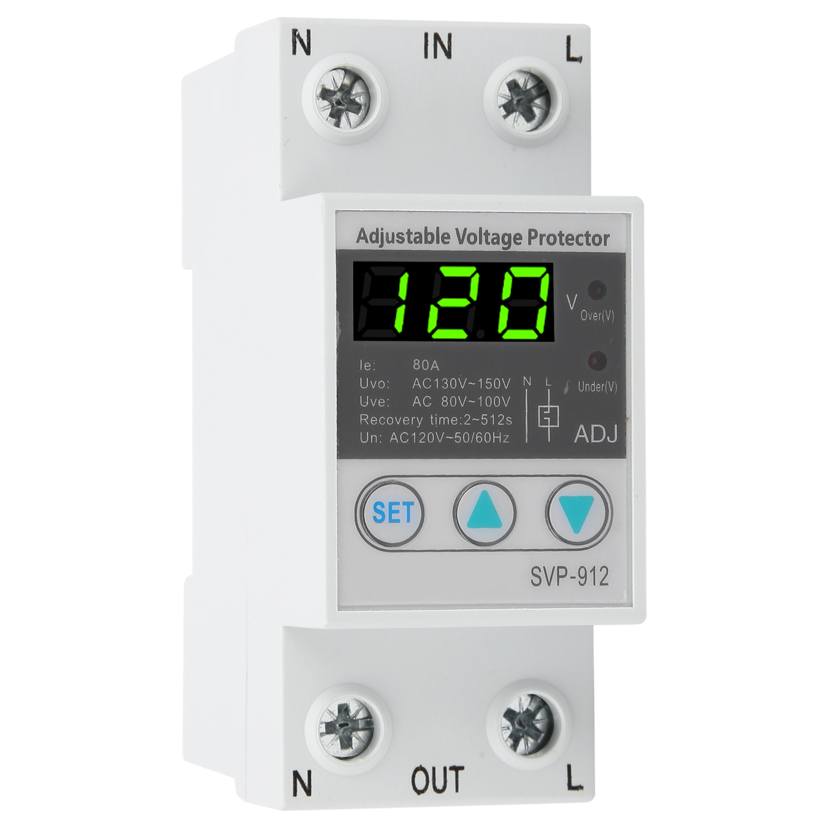 120VAC 80A Adjustable SelfRecovery Under Voltage Auto-Reset Protection Switch