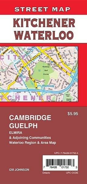 Street Map of Kitchener, Waterloo, Cambridge, Ontario, Canada, by GMJ Maps