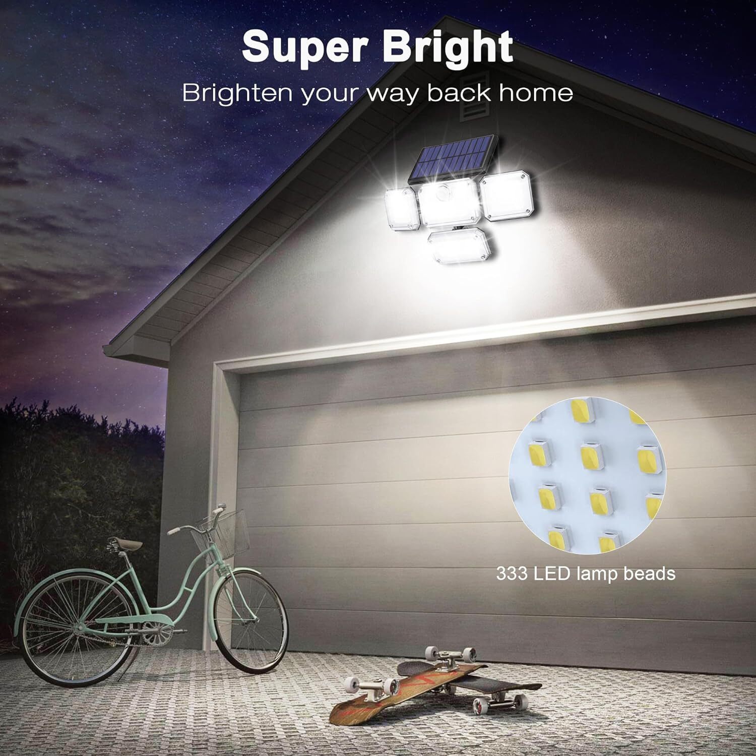 333 LED Solar Lights Outdoor 3000LM Waterproof Motion Sensor Security Wall Lamp