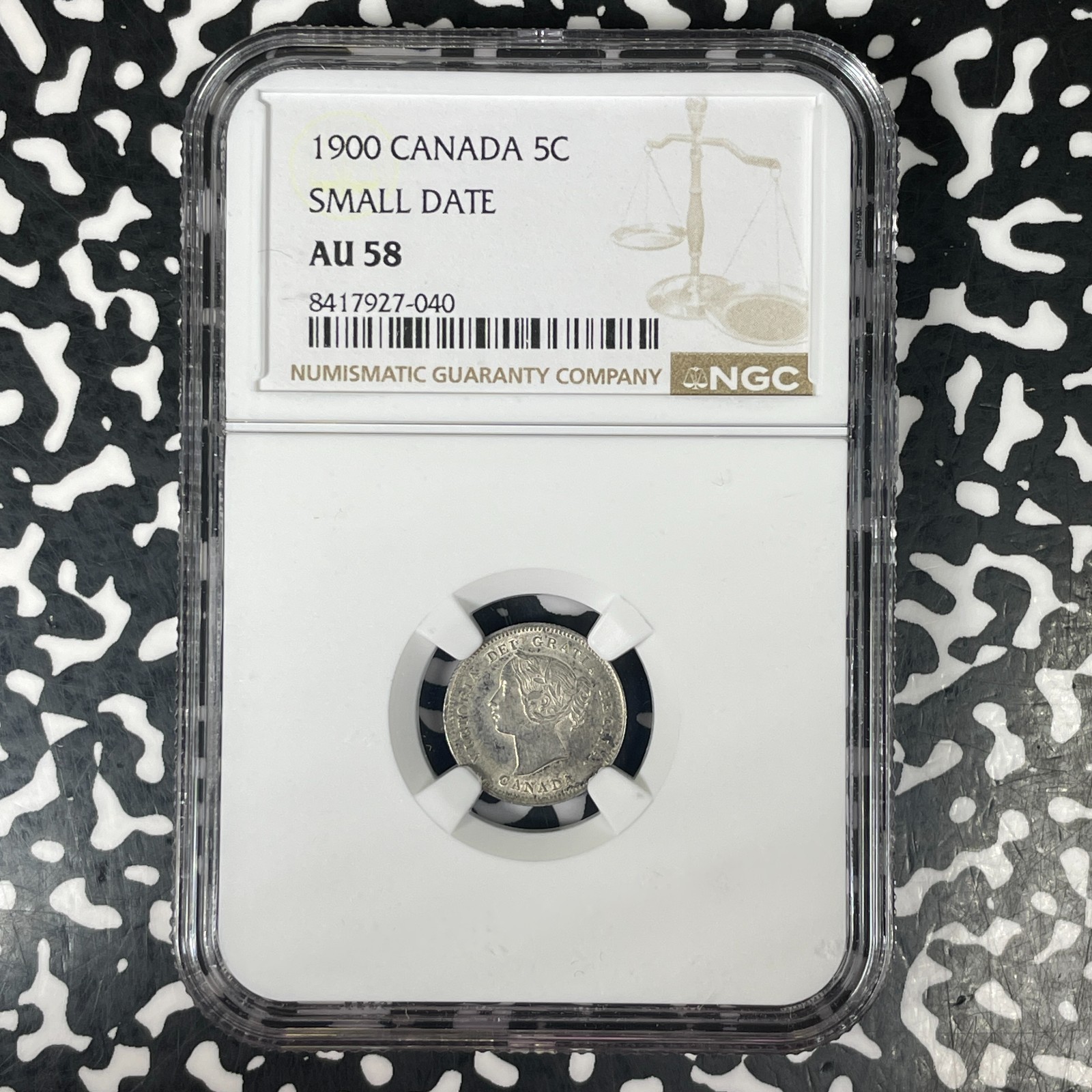 1900 Canada 5 Cents NGC AU58 Lot#G1552 Silver! Small Date