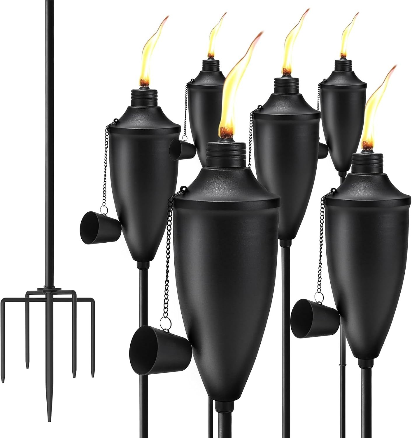 Home Garden Torch Set of 6 Large Capacity 22oz Outdoor Metal Torch Garden Décor