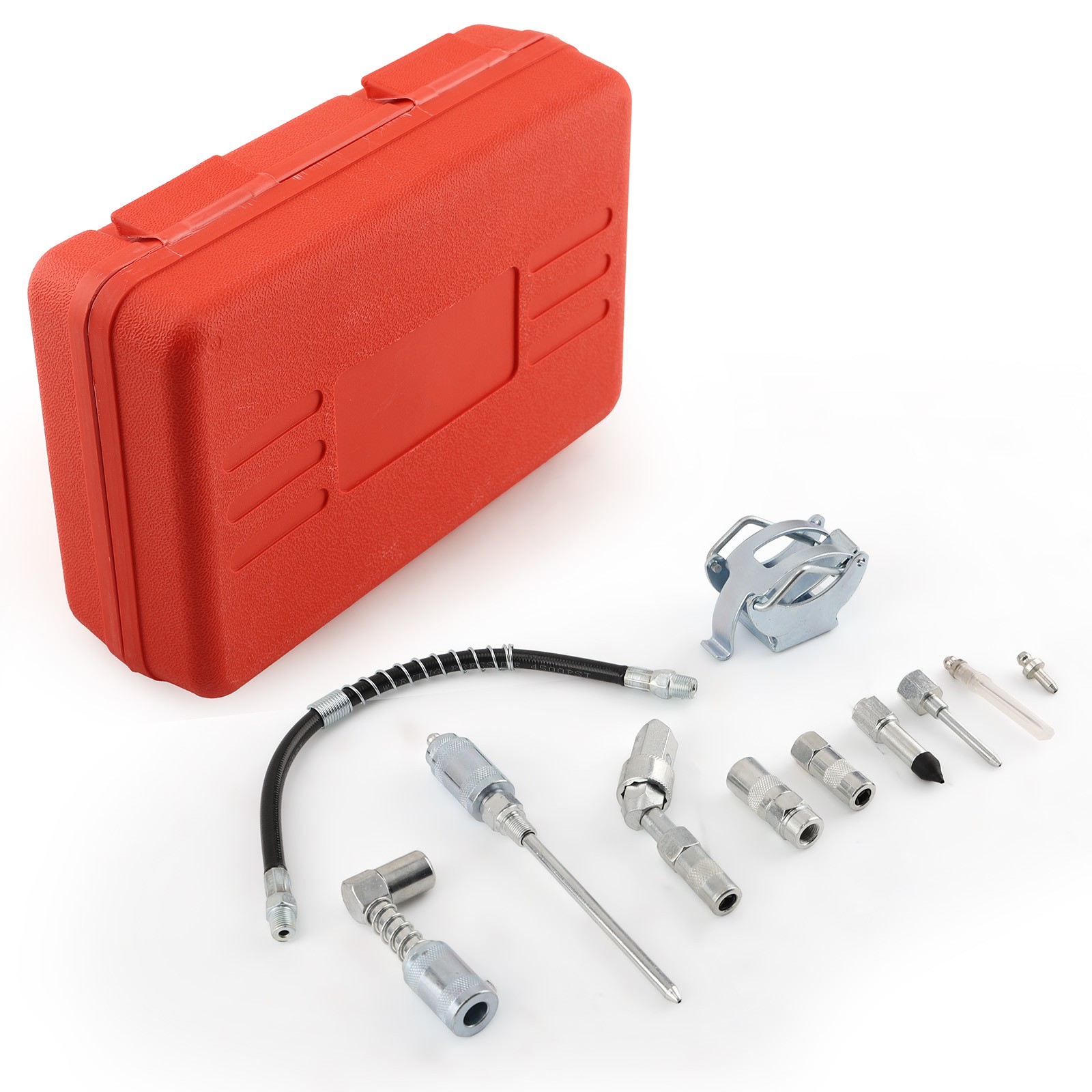 Complete Grease Gun Accessory Set 3000PSI with Spring Hose and Multiple Adapters