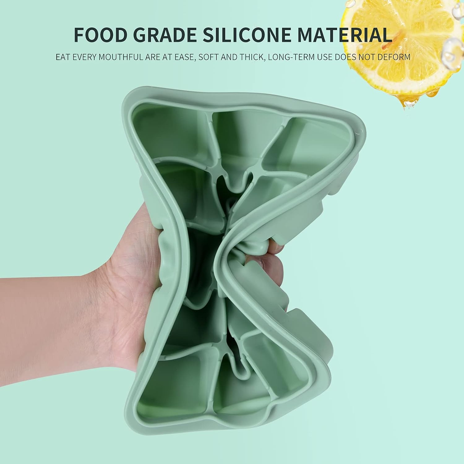 Ice Cube Trays Set of 2, 15-Cube Silicone Molds with Removable Lids | Stackable,