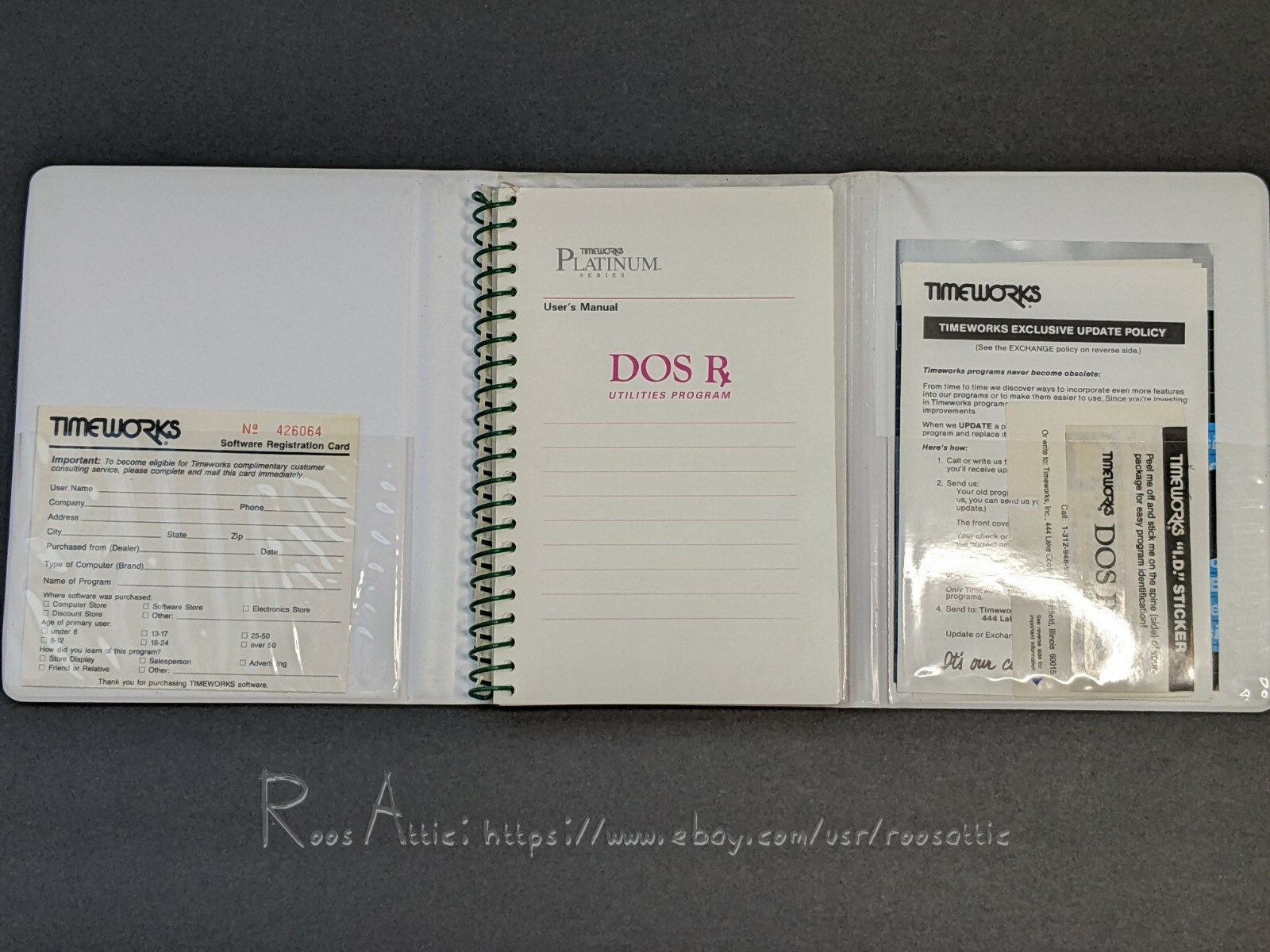 Timeworks Dos Rx Utilities Program for IBM: User Guides Only / NO SOFTWARE