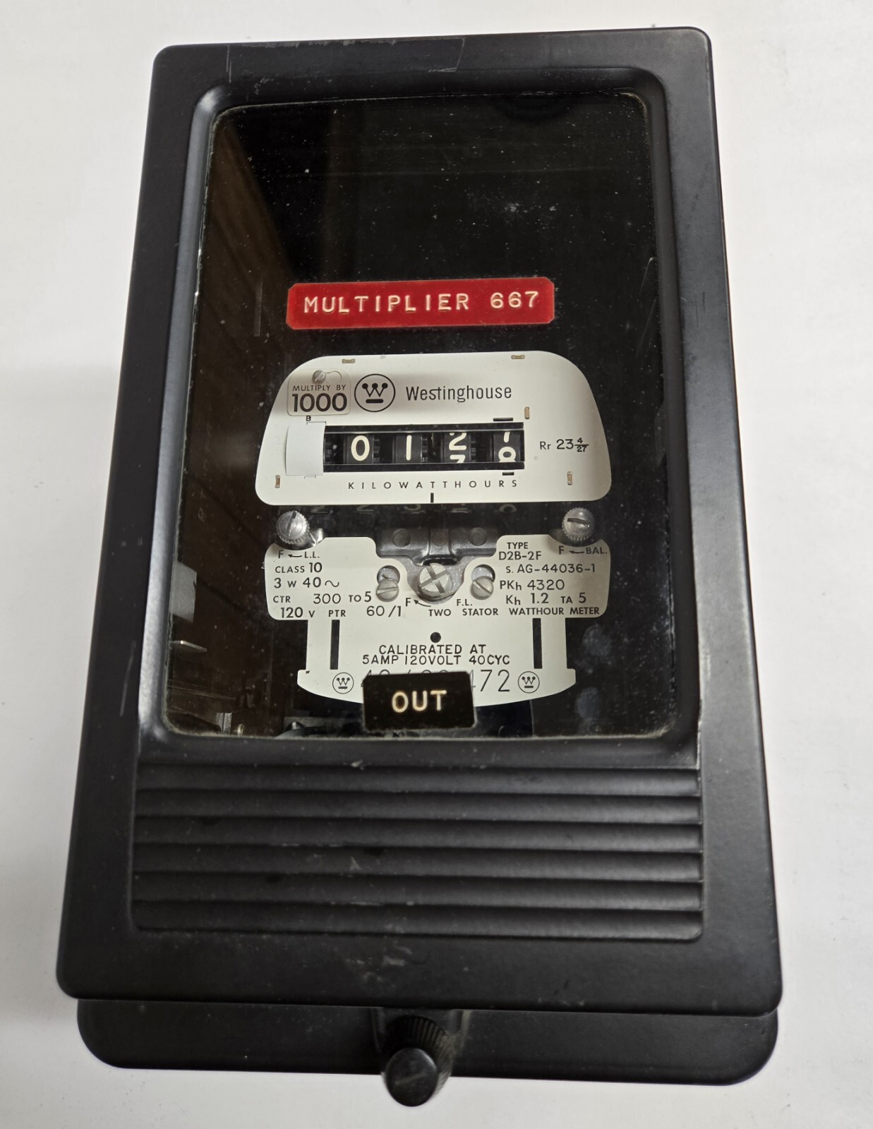WESTINGHOUSE KILOWATT HOURS METER TYPE D2B-2F.