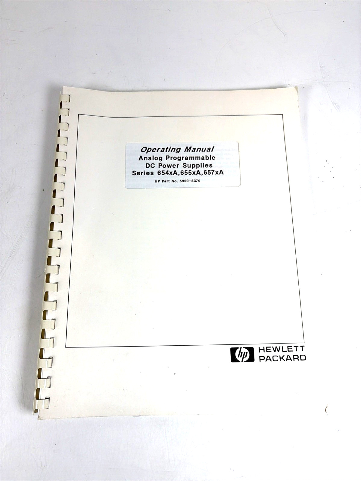 HP 5959-3374 DC Power Supply Operating Manual Series 654xA, 655xA, 657xA