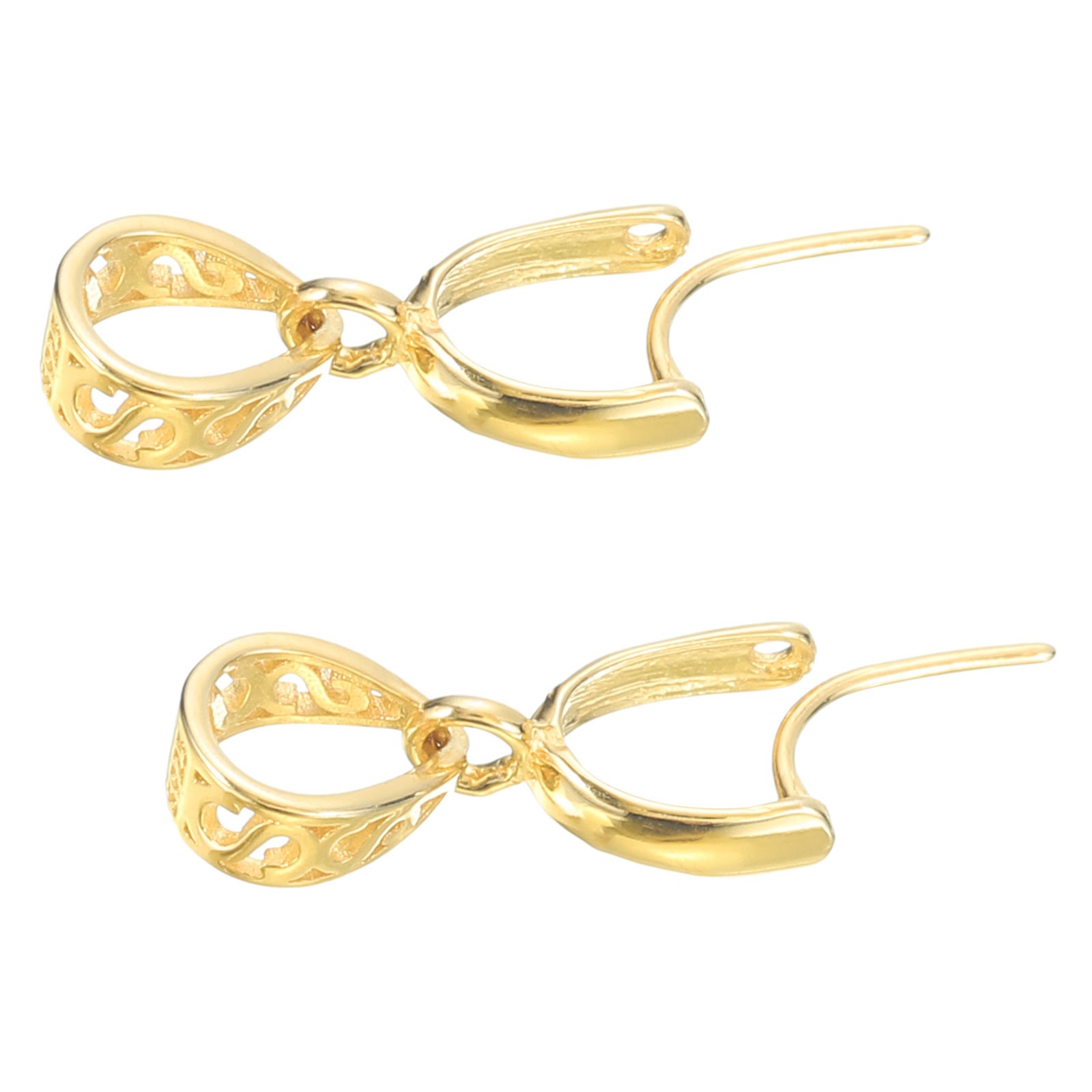 2Pcs 925 Sterling Silver Pinch Bail, 14mm Pendant Bail Clasp Connector, Gold