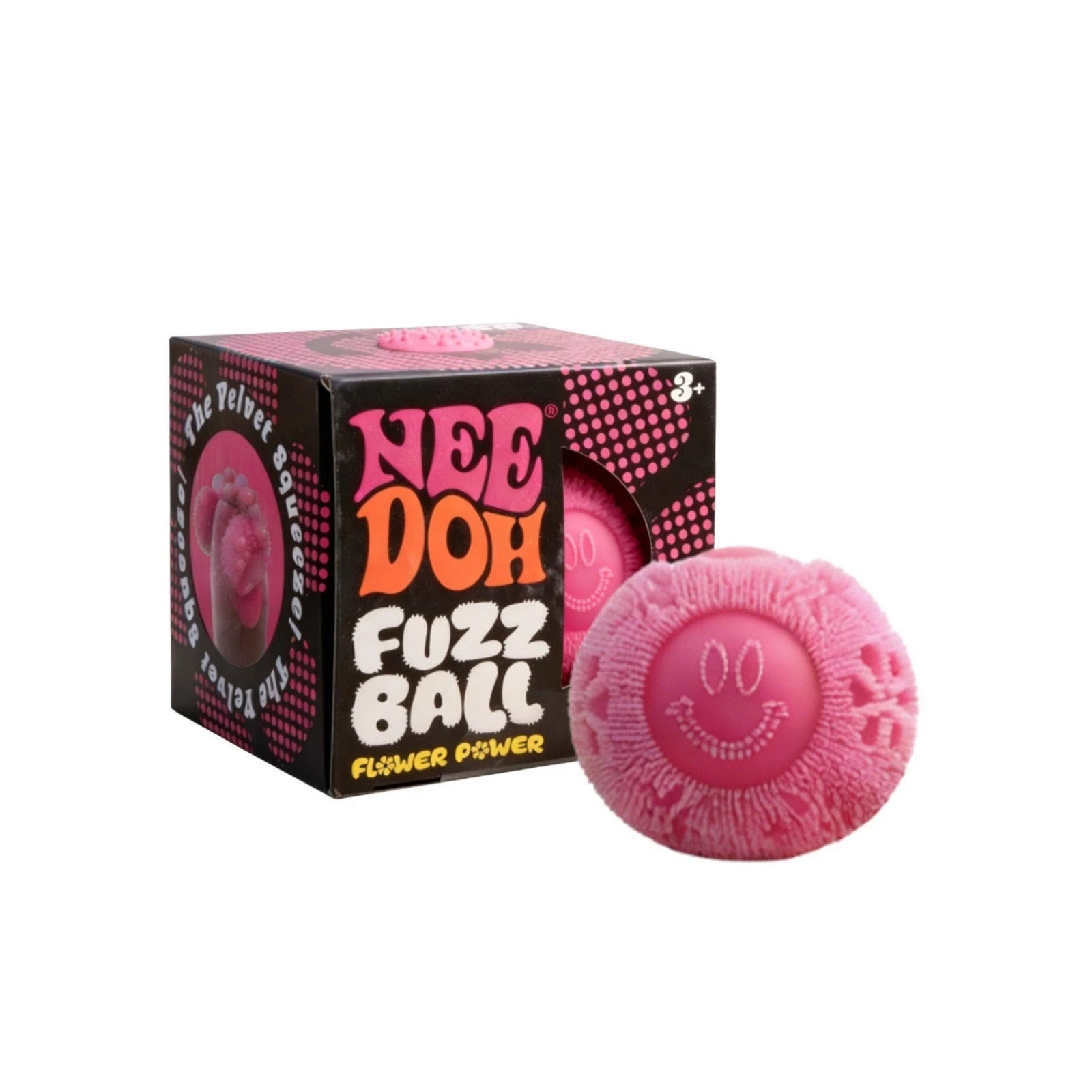 Pink NeeDoh Wonder Flower Power Fuzz Ball Squishy Stress Ball Nee Doh Fuzzball