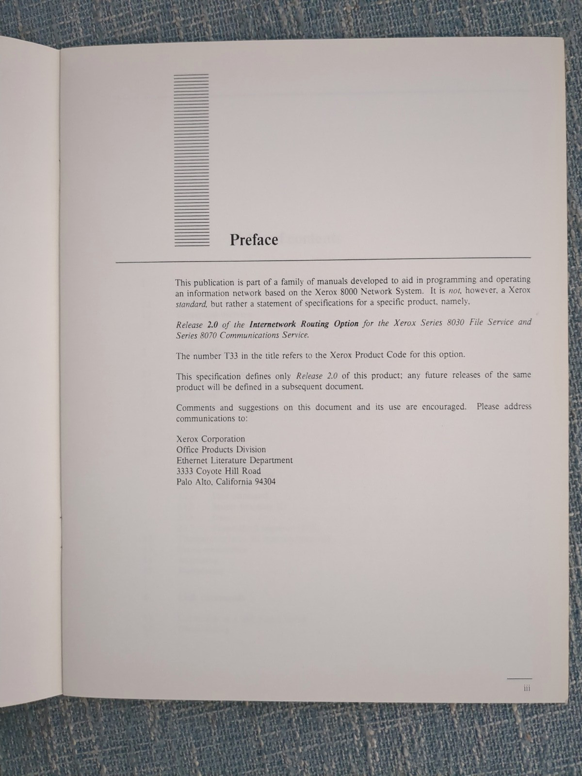 Xerox Level 0 Point To Point Protocol Product Specification T33-20 (1982)