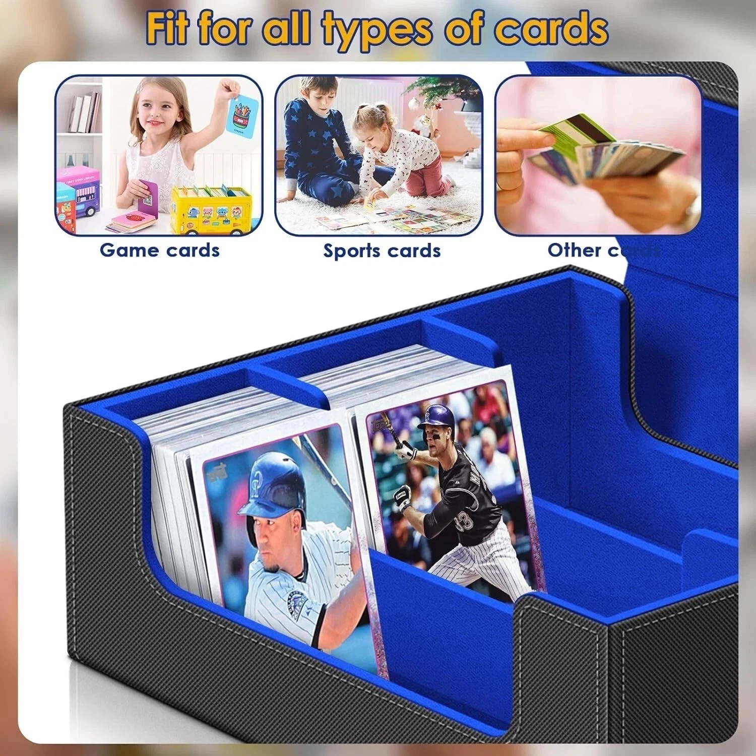 Trading Card Storage Box for 1800+, Leather Storage Box with Strong Closure New