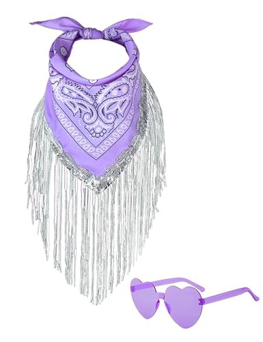 Bandana con flecos de diamantes de imitación con gafas de sol de Púrpura