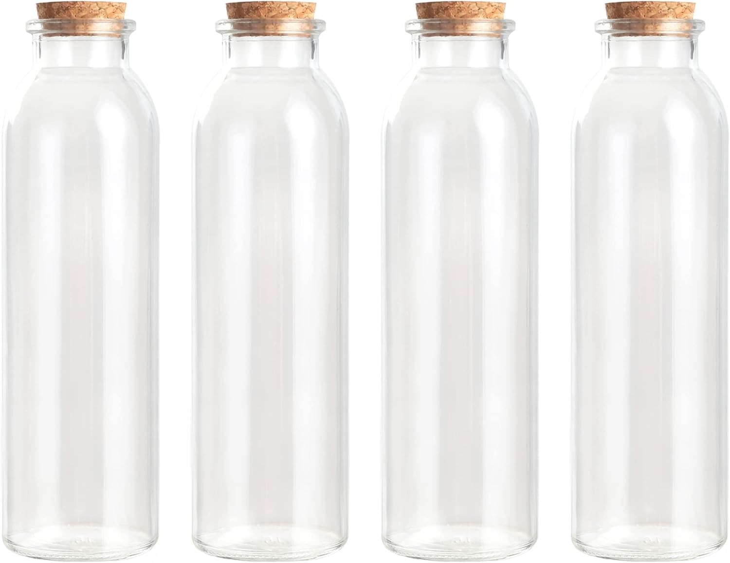 Decorative Glass Bottles W/ Cork Stoppers 12 fl oz. Round Bottles / 4 Pcs