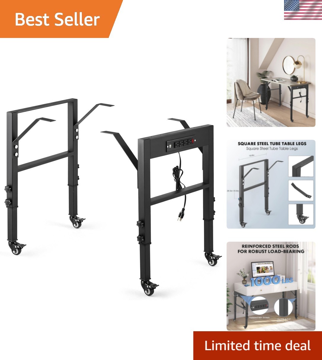 Industrial Strength Workbench Legs - Height Adjustable & Scratch-Free Mobility