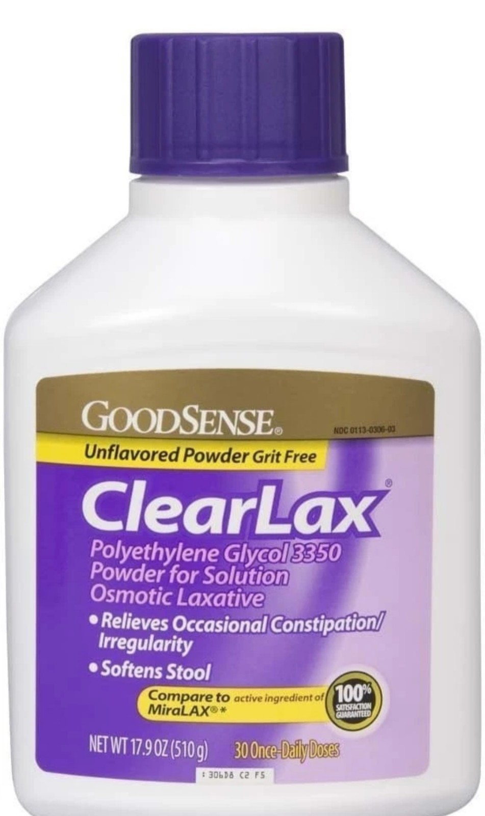 1 Bottle GoodSense ClearLax Osmotic Laxative Powder 17.9oz Comparable to MiraLAX