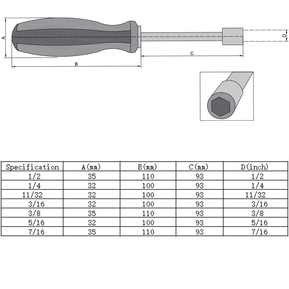 5/16 Inch Hex Nut Driver, Socket Wrench Screwdriver, For Auto Repair,2pcs