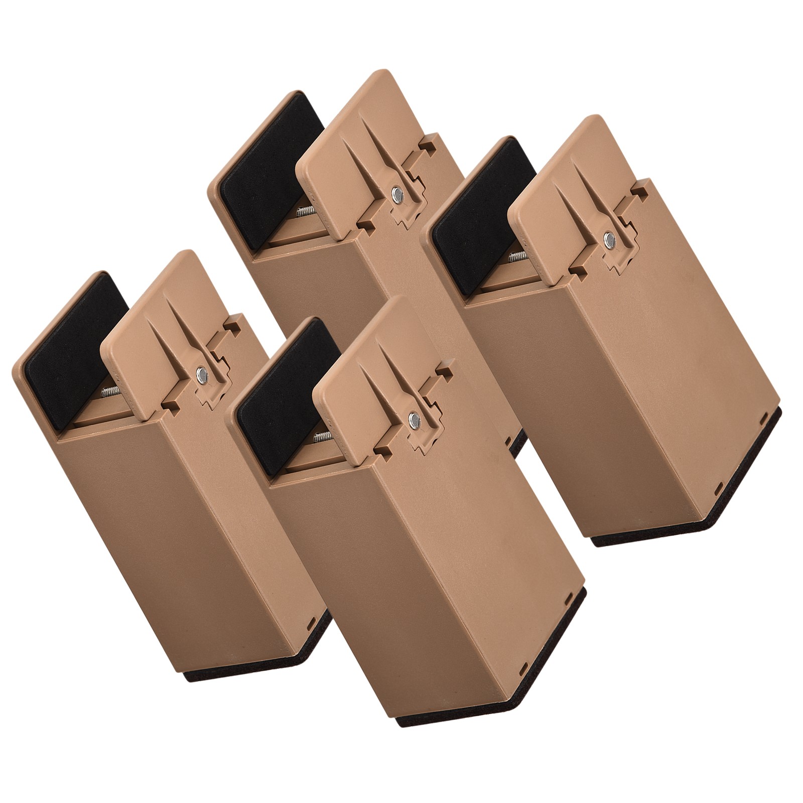 4 Pack 4" Bed Risers Furniture Risers for Furniture Thickness 0.39-1.96", Brown