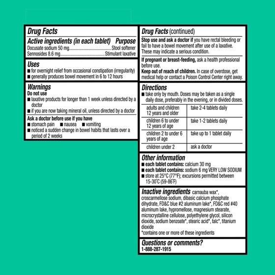 Equate Stool Softener Plus Stimulant Laxative Tablets for Constipation, 120 Ct