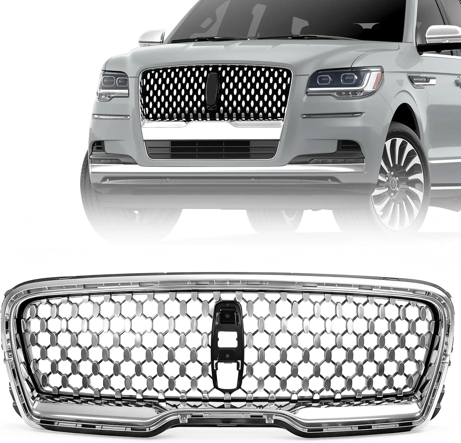 Front Bumper Grille W/Camera for 2021-2022 Lincoln Nautilus Replacement for Gril