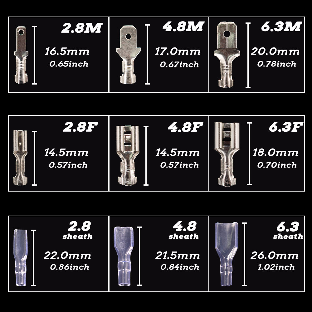 900Pcs Crimper Tool Kits 2.8/4.8/6.3 Spade Male Female Wire Connectors Terminals