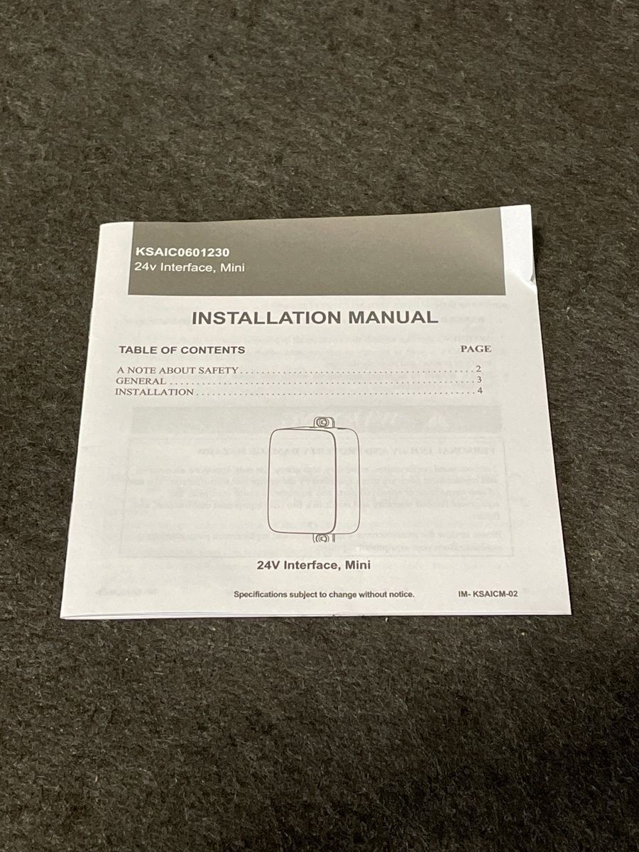 CARRIER KSAIC0601230 Mini 24V Interface Kit