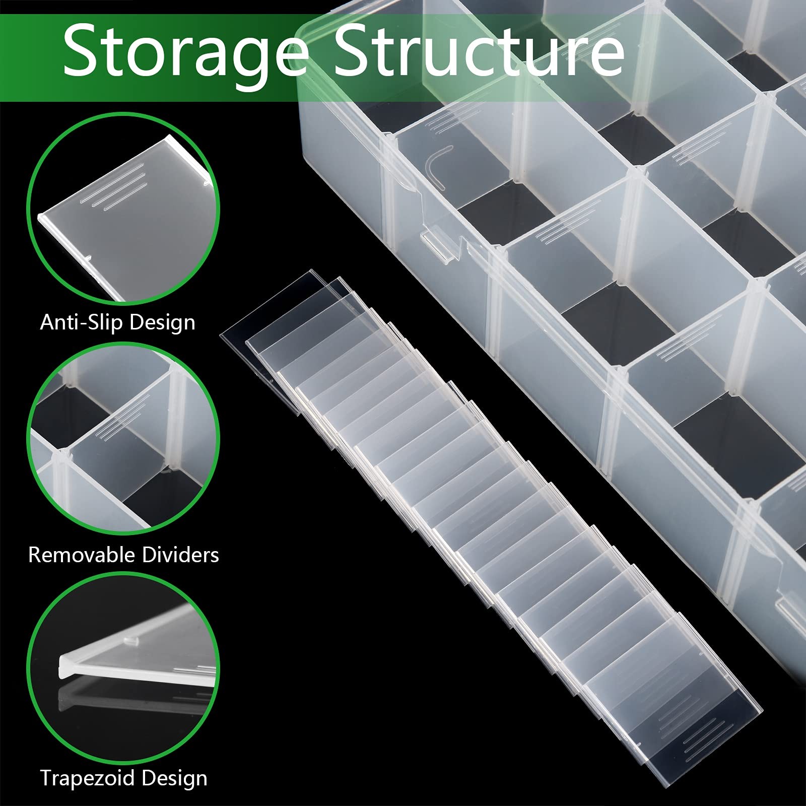 Gbivbe Large 24 Grids Plastic Organizer Box Adjustable Dividers,Clear Storage...