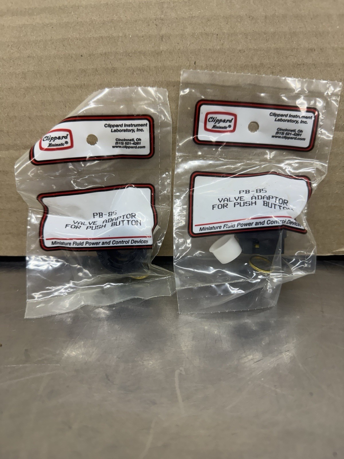 Lot Of 2 Clippard Minimatic PB-85 Valve Adapter For Push Button New Sealed Bag