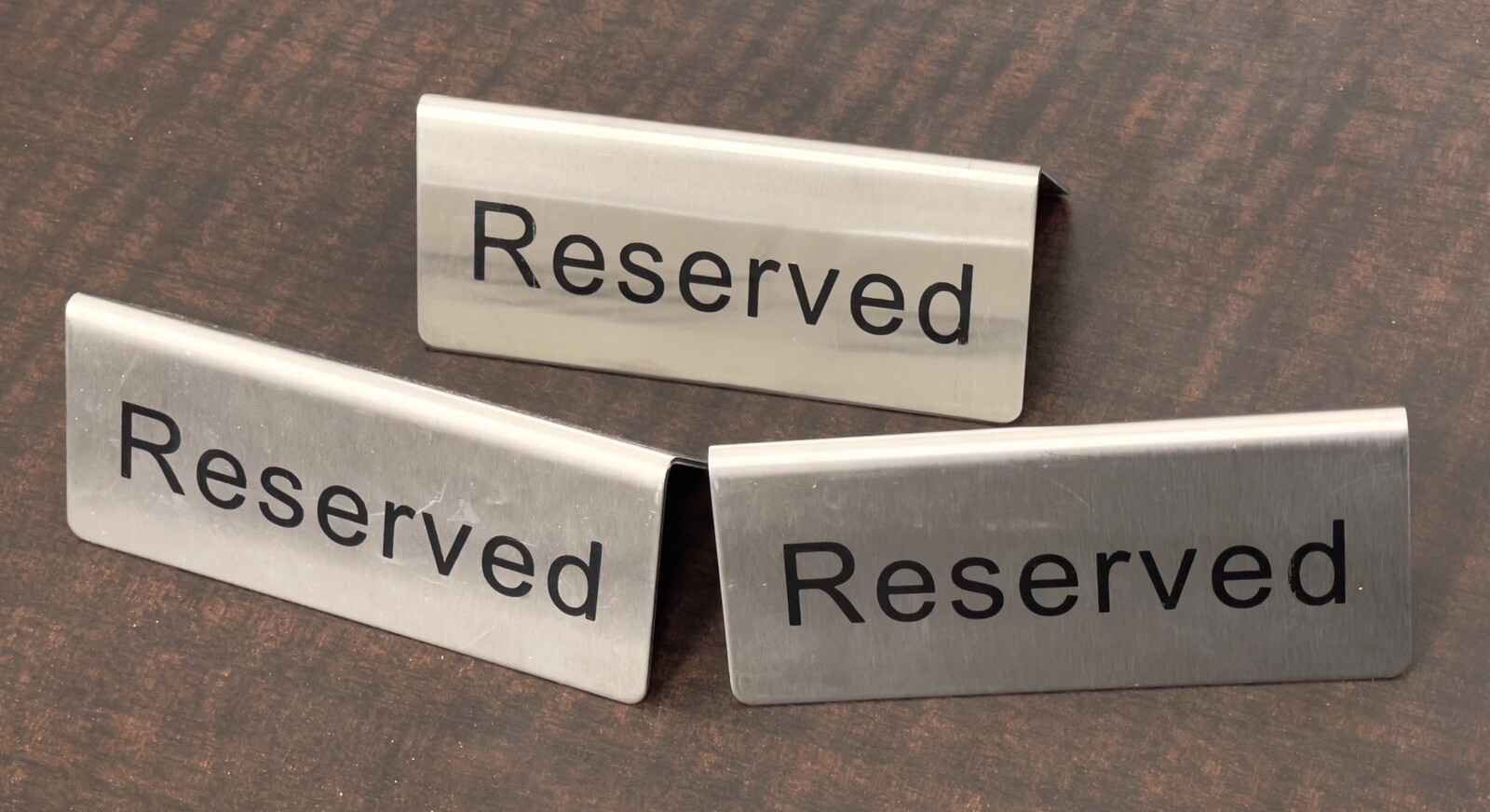 Lot of 3 Update InternationalRES-5/SS Reserved Table Signs2" Black Letters SS