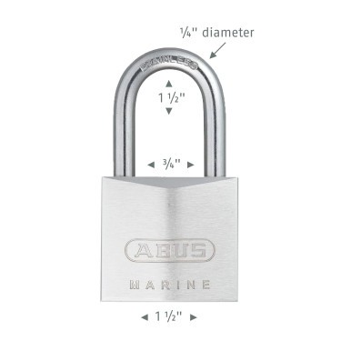Abus 75IBHB/40 KA, Keyed Padlock, 49/64 in,Rectangle,Silver