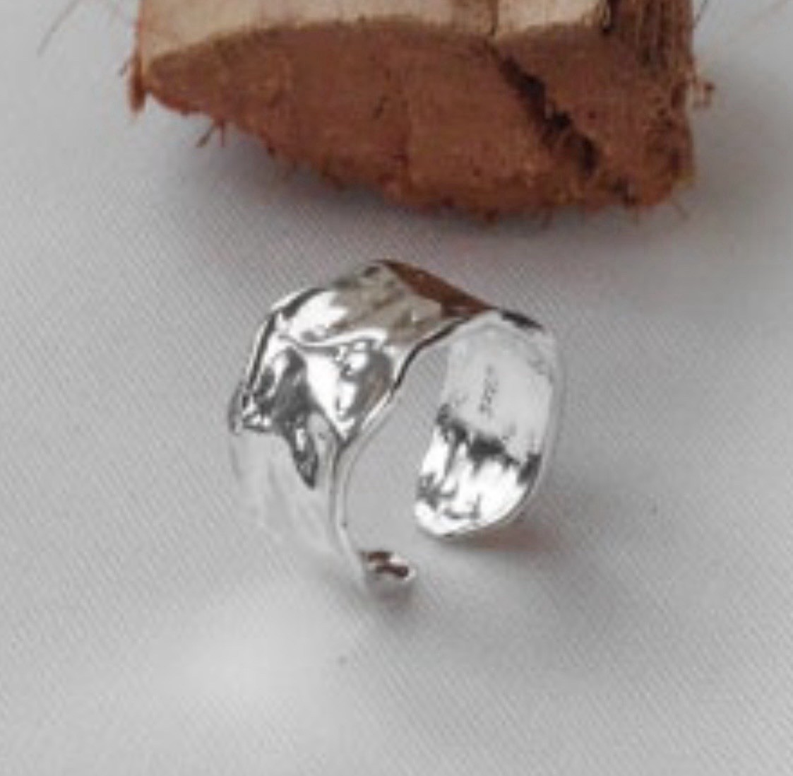 Sterling Silver Hammered Silver Adjustable Ring