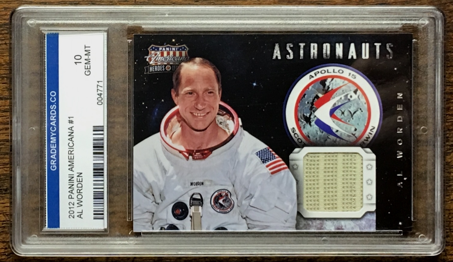 AL WORDEN APOLLO 15 ASTRONAUT 2012 PANINI DETAILED FABRIC SWATCH RELIC # / 249