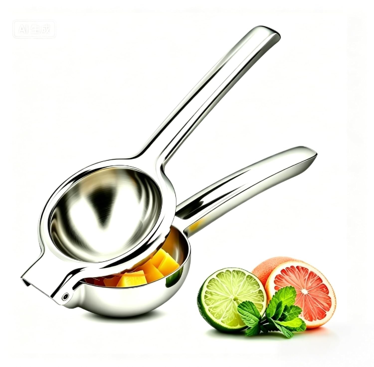 Stainless Steel Lemon Squeezer, Heavy Duty Manual Citrus Press Juicer with Ergon