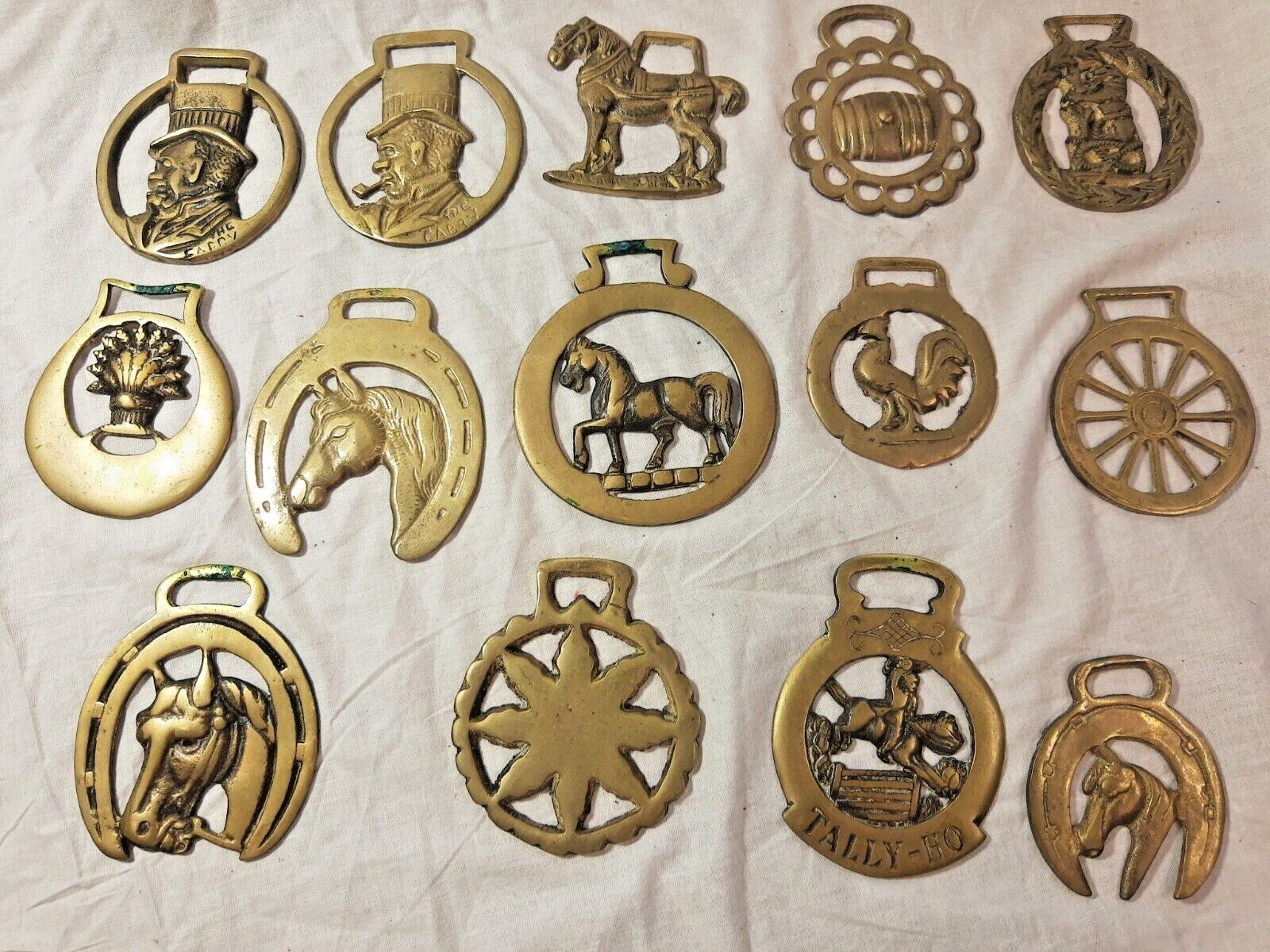 Brass Horse Medallions Harness Tack YOU CHOOSE Tally Ho Cabby Wheat Keg Lion VTG