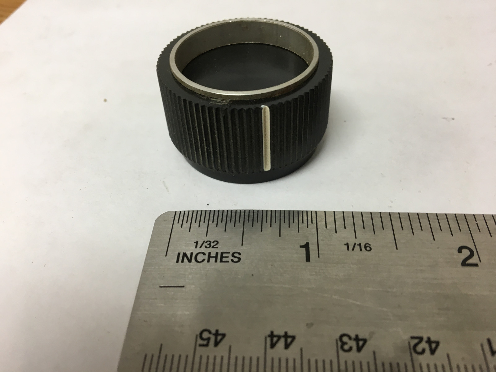 Vintage Large Black Bakelite Round Knurled Pointer Knob