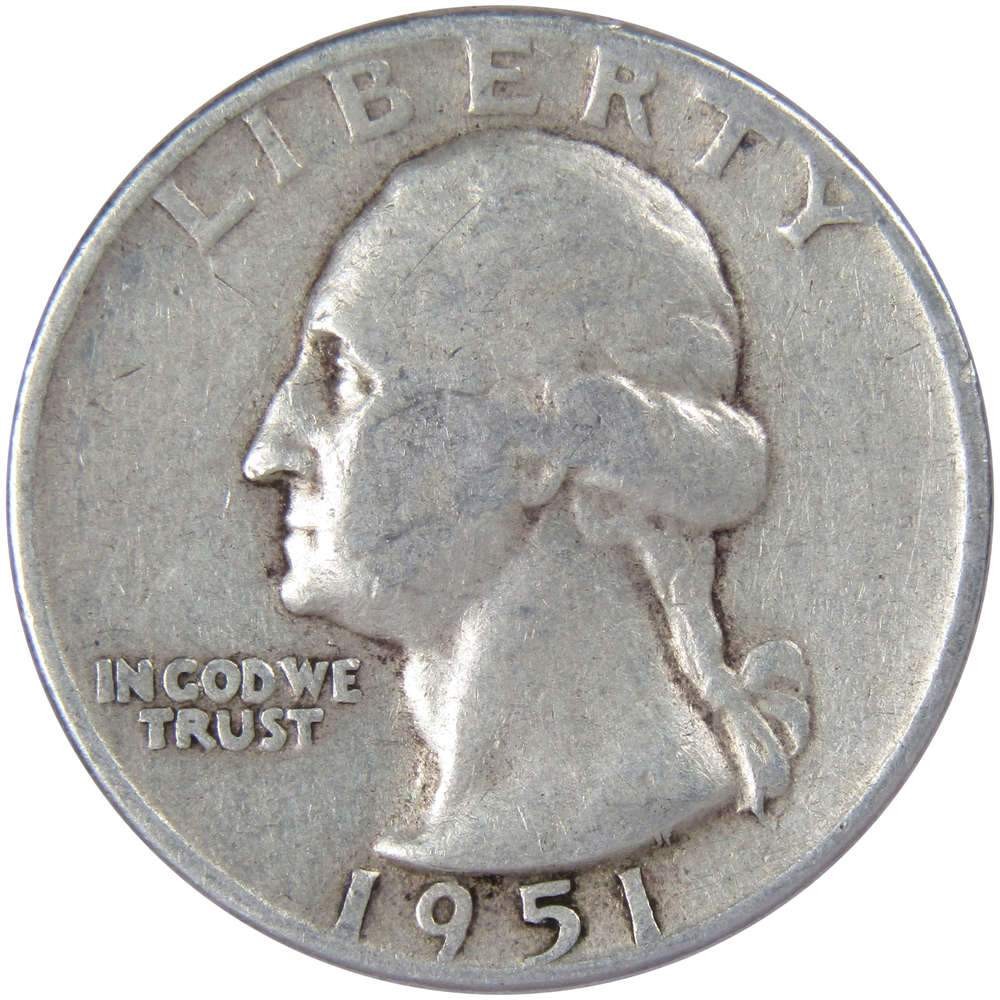 1951 Washington Quarter Circulated Silver 25c Coin Collectible