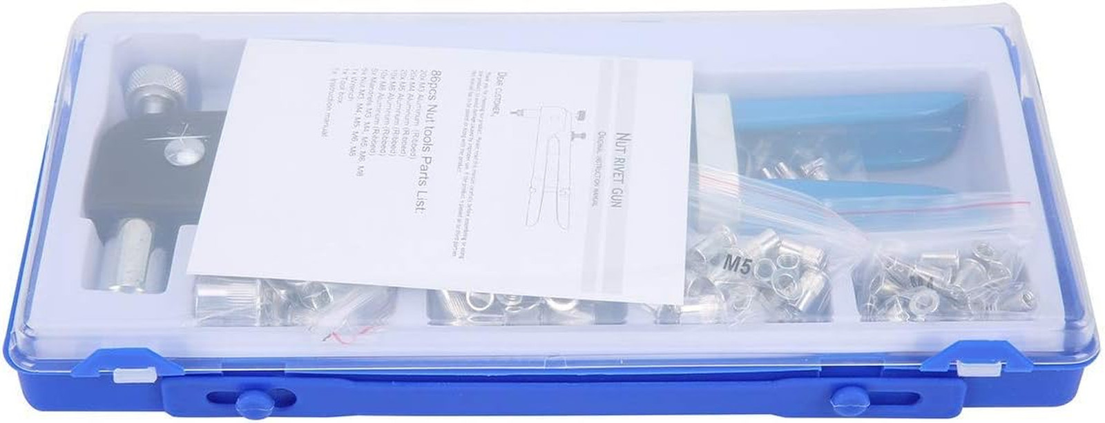 Threaded Rivet Nut Setter Insert Tool Kit 86Pcs Hand Riveter Rivnut Nutsert Rive