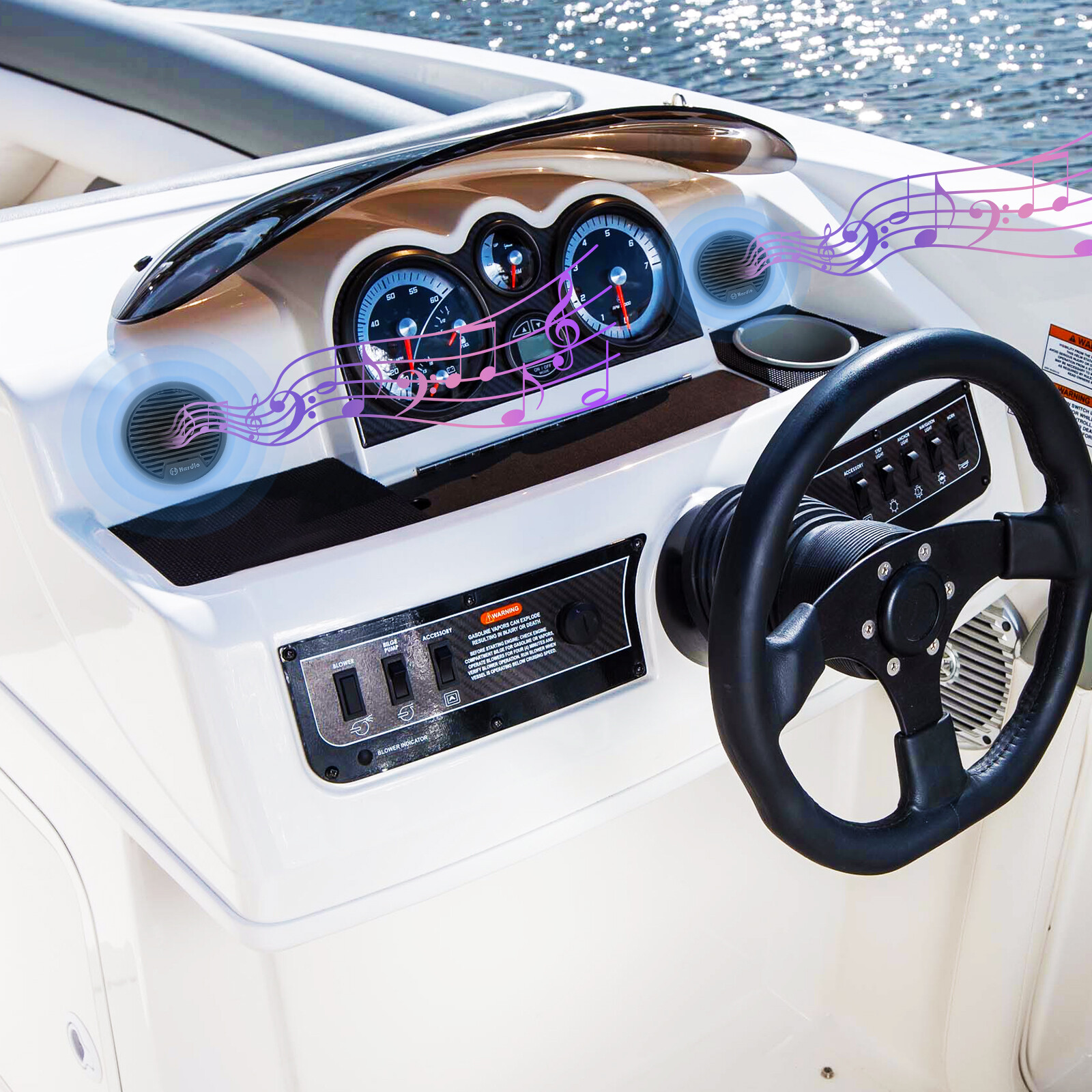 Herdio 2 Pack 3" Marine Coaxial Speakers 140W Waterproof for Boat UTV Motorcycle