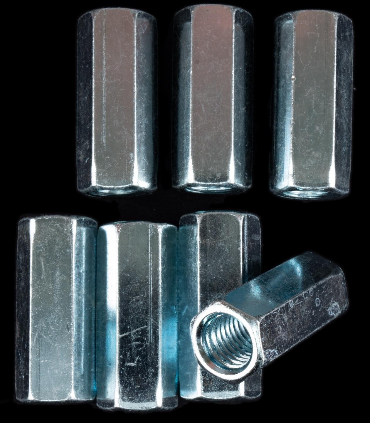 7 Pack 1/2"-13 x 1 3/4L Hex Coupling Rod Connector Steel Zinc Plated